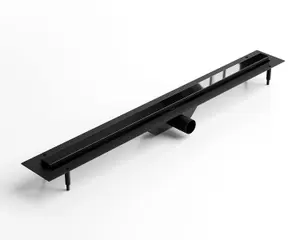 Linear shower drain channel in Black Polished stainless steel