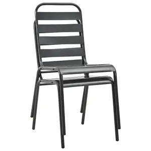 Berkfield Stackable Outdoor Chairs 2 pcs Steel Grey