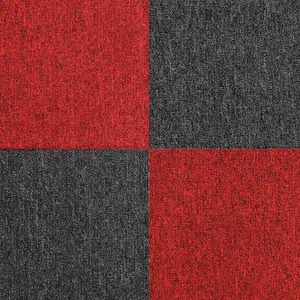 40 x Carpet Tiles 10m2 / Charcoal Black & Scarlet Red