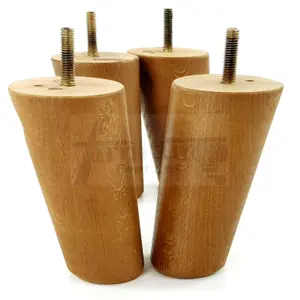 Wood Furniture Feet 100mm High Dark Oak Stain Replacement Furniture Legs Set Of 4 Sofa Chair Stool M8