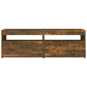 Berkfield TV Cabinet with LED Lights Smoked Oak 120x35x40 cm