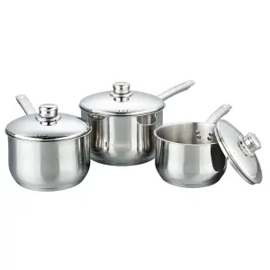 Buckingham Premium Induction Stainless Steel  Set of 3 Saucepan Set with SS Lids