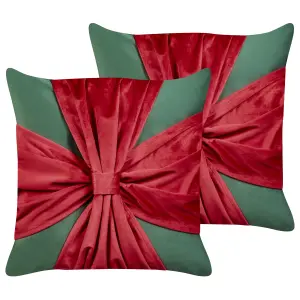 Set of 2 Cushions MARSHMALLOW Velvet 45 x 45 cm Abstract Green