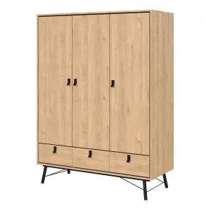 Ry Wardrobe 3 Doors + 3 Drawers in Jackson Hickory Oak