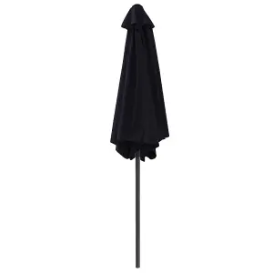 SunDaze 2.5M Black Garden Parasol Sun Shade Umbrella with Crank Handle & Tilt Mechanism