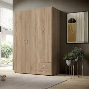 Timeless Stella Trading BASE Hinged Door Wardrobe W1210mm H1760mm D510mm - Oak Sonoma, Ample Storage, Versatile Design