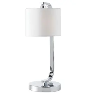 2 PACK Touch Dimmable Table Lamp Chrome & White Fabric Shade Bedside Desk Light