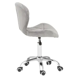 Maison by Premier Grey Velvet Quilted Home Office Chair