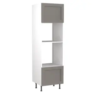 Kitchen Kit Oven & Microwave Tall Housing Unit 600mm w/ Shaker Cabinet Door - Ultra Matt Dust Grey