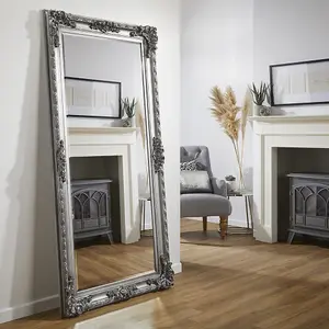 Leaner Mirror Grand Louis Rectangular Shape with Antique Silver Frame - H 180cmxW 90cmxD 6.5cm for Hanging in Bedroom