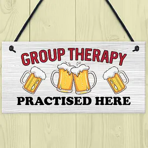 Red Ocean Funny GROUP THERAPY Sign Bar Signs And Plaques Home Decor Man Cave Shed Sign Friendship Gifts