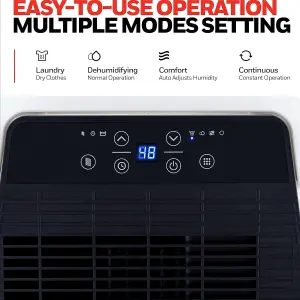 12L Day Dehumidifier Low Energy 24Hr Timer Washable Dust Filter 2.5L Water Tank