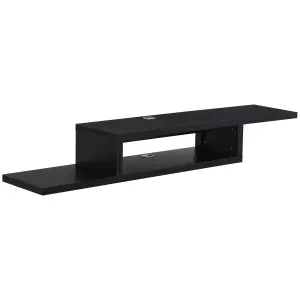 HOMCOM Wall Mounted Media Console, Floating TV Stand Component Shelf, Black