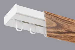 Single Curtain Ceiling Rail Track PCV 400 cm (L) HOOKS + OAK COVER