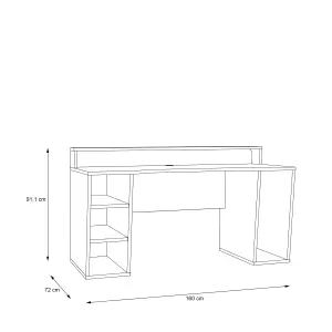 Loadout Black Gaming Desk 2 Shelves with Colour Changing LED