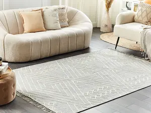 Cotton Area Rug 140 x 200 cm Grey and White KHENIFRA