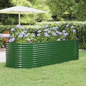 Berkfield Garden Planter Powder-coated Steel 249x100x68 cm Green