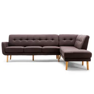 Donna 5 Seater Right Corner Chaise Sofa - Dark Brown