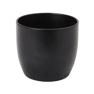 Verve Black Ceramic Plant pot (Dia) 14cm, (H)13cm, 1.4L