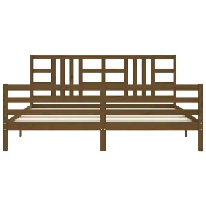 Berkfield Bed Frame with Headboard Honey Brown 200x200 cm Solid Wood