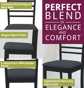 Hallowood Furniture Cullompton Small Round Dining Table 90cm with 2 Black Finish Fabric Chairs