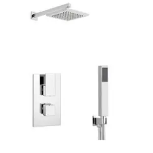 Chrome Thermostatic Concealed Mixer Shower With Overhead Drencher & Separate Hand Shower (Pier) - 2 Shower Heads