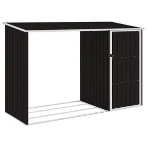 Peace Garden Firewood Shed 245x98x159 cm Galvanised Steel Black