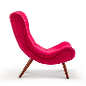 Velvet Pink Katia Accent Chair with Footstool