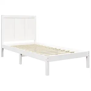 Berkfield Bed Frame White Solid Wood Pine 75x190 cm 2FT6 Small Single