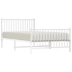 Berkfield Metal Bed Frame with Headboard and Footboard White 107x203 cm