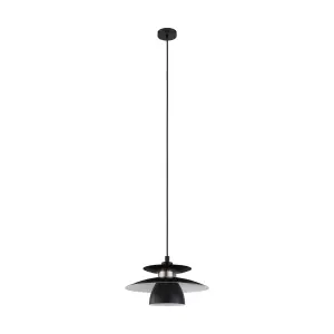 Pendant Ceiling Light Colour Black Satin Nickel Long Flex Bulb E27 1x40W