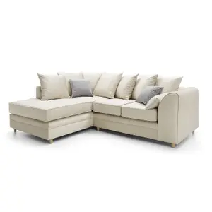 Chicago Velvet Left Facing Corner Sofa in Cream