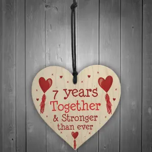 7th Anniversary Gift Wood Heart Perfect Gift For Husband And Wife Him Her Keepsake