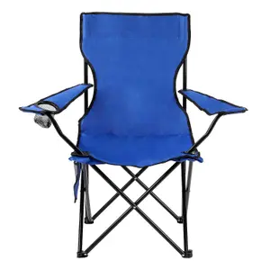 Set of 2 Portable Folding Camp Chairs - Lightweight with Cup Holder Side Pocket and Carry Bag - Ideal for Camping Festivals