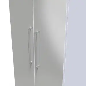 Chester 2 Door Wardrobe in Uniform Grey Gloss & White (Ready Assembled)