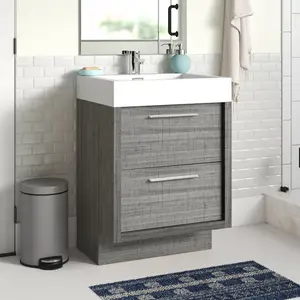 Walker 600mm Single Bathroom Vanity with Integrated Resin Basin Grey Ash