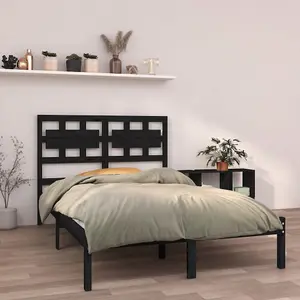 Berkfield Bed Frame Black Solid Wood 140x200 cm