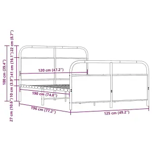 Berkfield Bed Frame Without Mattress 120x190 cm Small Double Brown Oak Engineered Wood