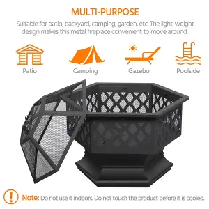 Yaheetech Heavy Duty Hex Fire Pit with Mesh Poker Sides