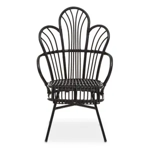 Interiors by Premier Java Black Rattan Scalloped Back Chair