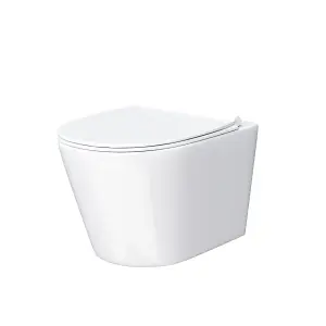 Nes Home Wila White Rimless Wall Hung Toilet With Ultra Slim Soft Close Seat