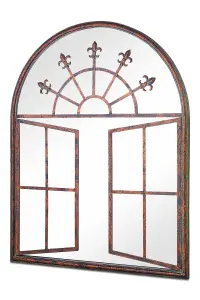 MirrorOutlet Metal Arch shaped Decorative Church Effect Garden Mirror 89cm X 69cm