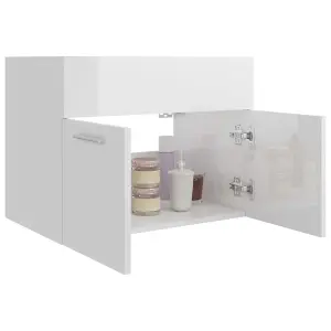 Berkfield Sink Cabinet High Gloss White 60x38.5x46 cm Engineered Wood