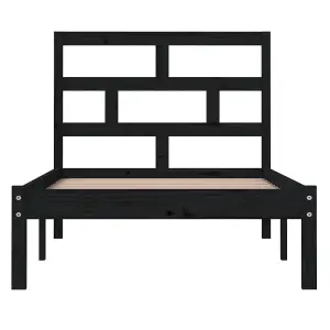 Berkfield Bed Frame Black Solid Wood Pine 100x200 cm