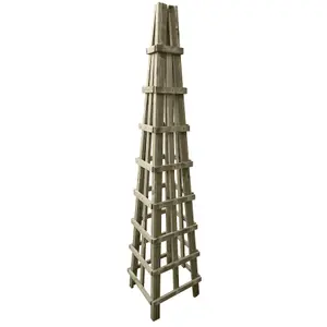 Large Wooden Garden Obelisk Pyramid Plant Support Climbing Frame Trellis (H.1828 x W.390 x L.350)