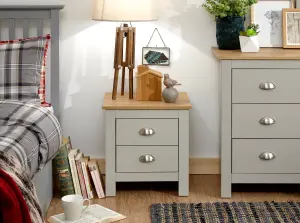 GFW Lancaster 2 Drawer Bedside Grey