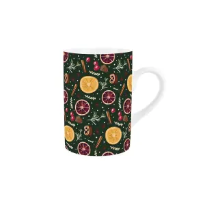 Purely Home Mulled Christmas Mug - Xmas Fruits & Spices Gift Mug Ceramic Tea/Coffee Cup