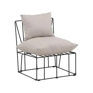 Livonia Lounge Chair with Cushions, Steel  Frame, Beige