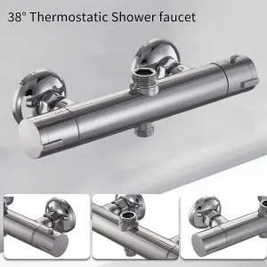 Thermostatic Shower Mixer Bar Two Outlet, Shower Mixer Taps Wall Mounted Thermostatic