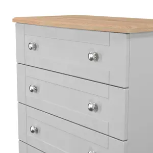 Sussex Ready assembled Grey & oak 4 Drawer Chest (H)882mm (W)765mm (D)415mm